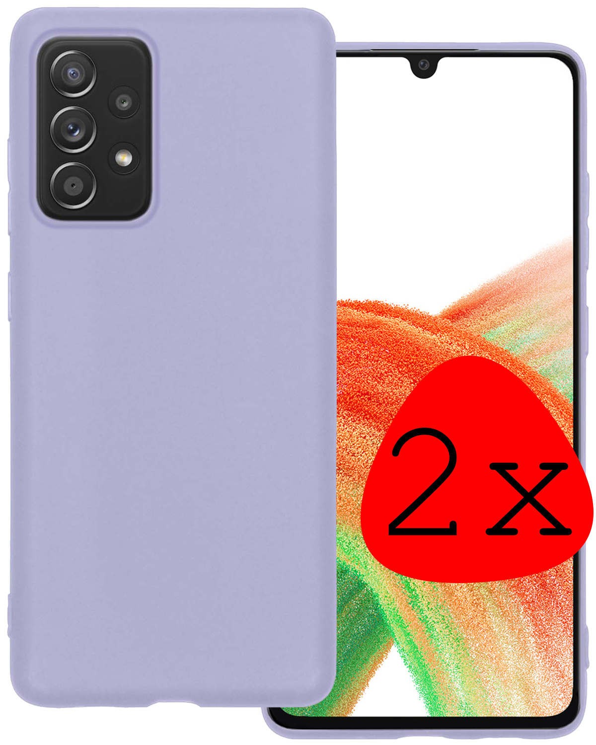 BASEY. Hoes Geschikt voor Samsung A33 Hoesje Siliconen Back Cover Case - Hoesje Geschikt voor Samsung Galaxy A33 Hoes Cover Hoesje - Lila - 2 Stuks