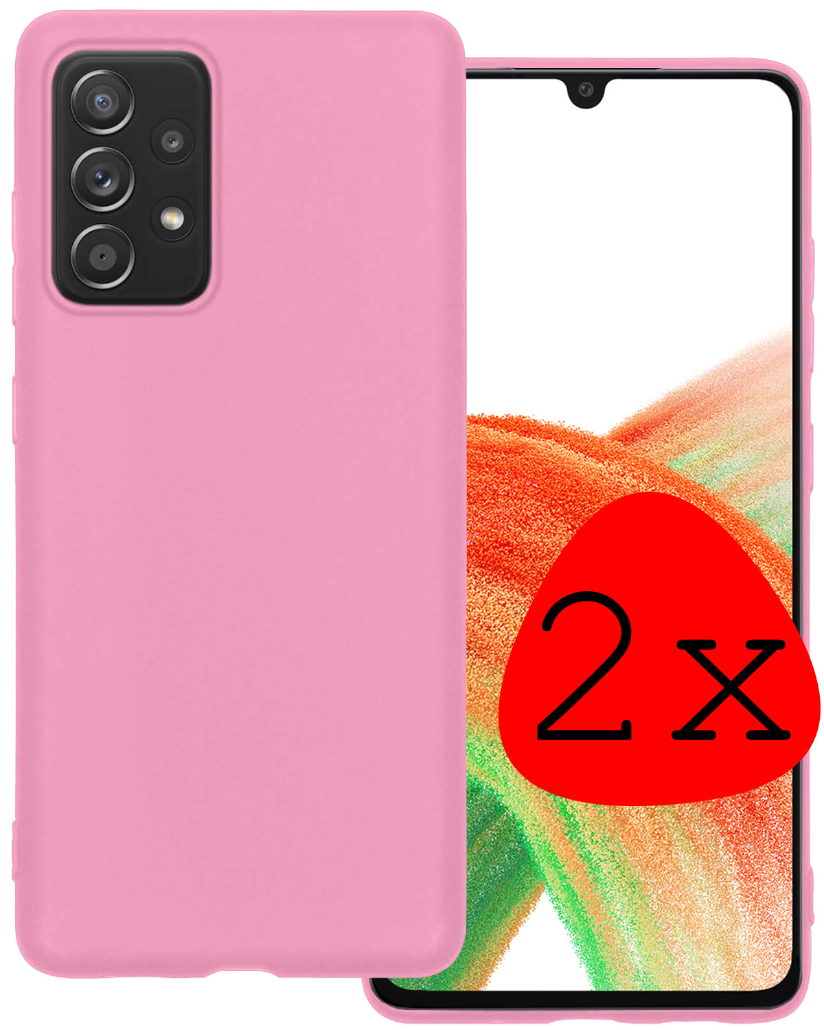 BASEY. Hoes Geschikt voor Samsung A33 Hoesje Siliconen Back Cover Case - Hoesje Geschikt voor Samsung Galaxy A33 Hoes Cover Hoesje - Lichtroze - 2 Stuks