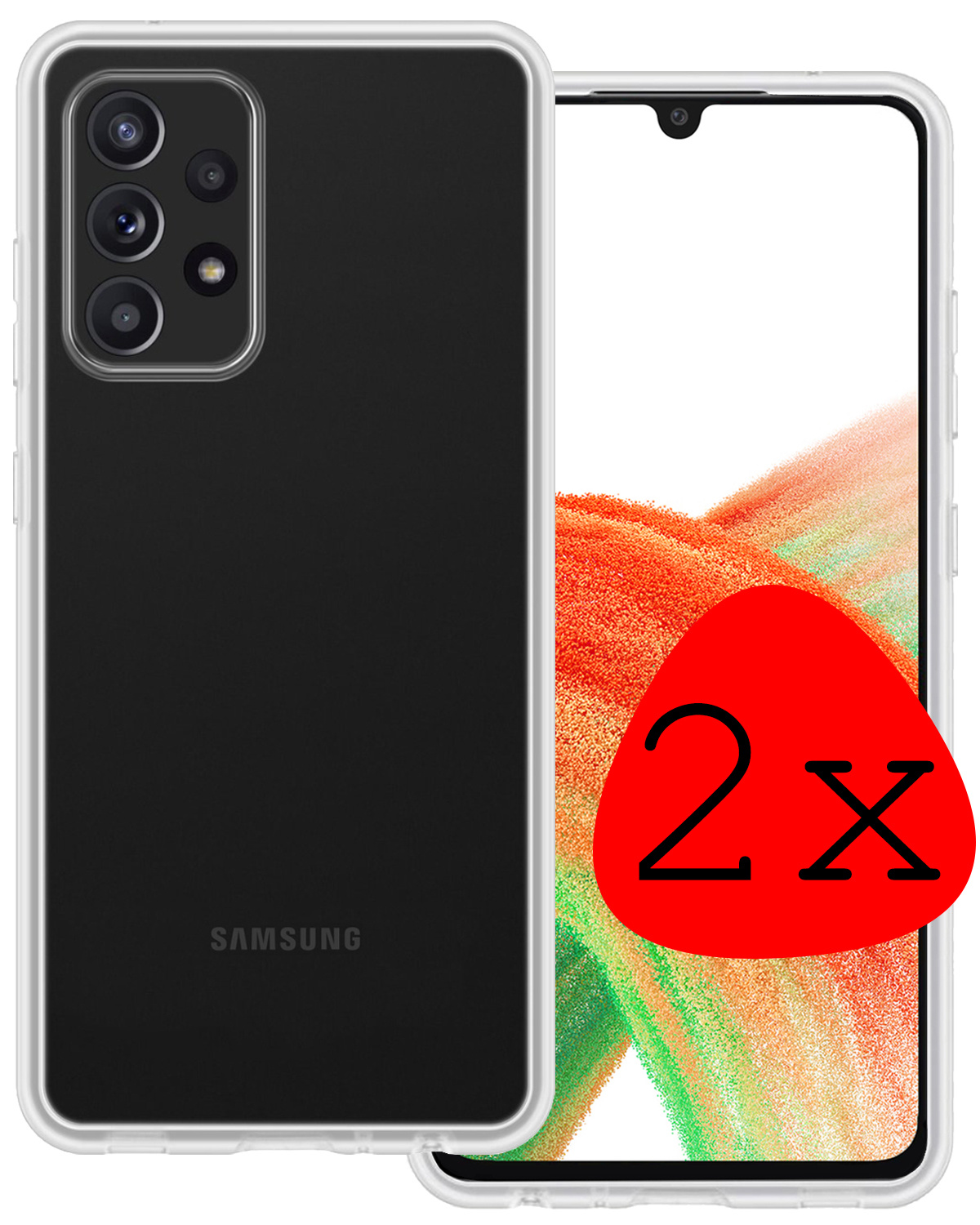 BASEY. Hoes Geschikt voor Samsung A33 Hoesje Siliconen Back Cover Case - Hoesje Geschikt voor Samsung Galaxy A33 Hoes Cover Hoesje - Transparant - 2 Stuks