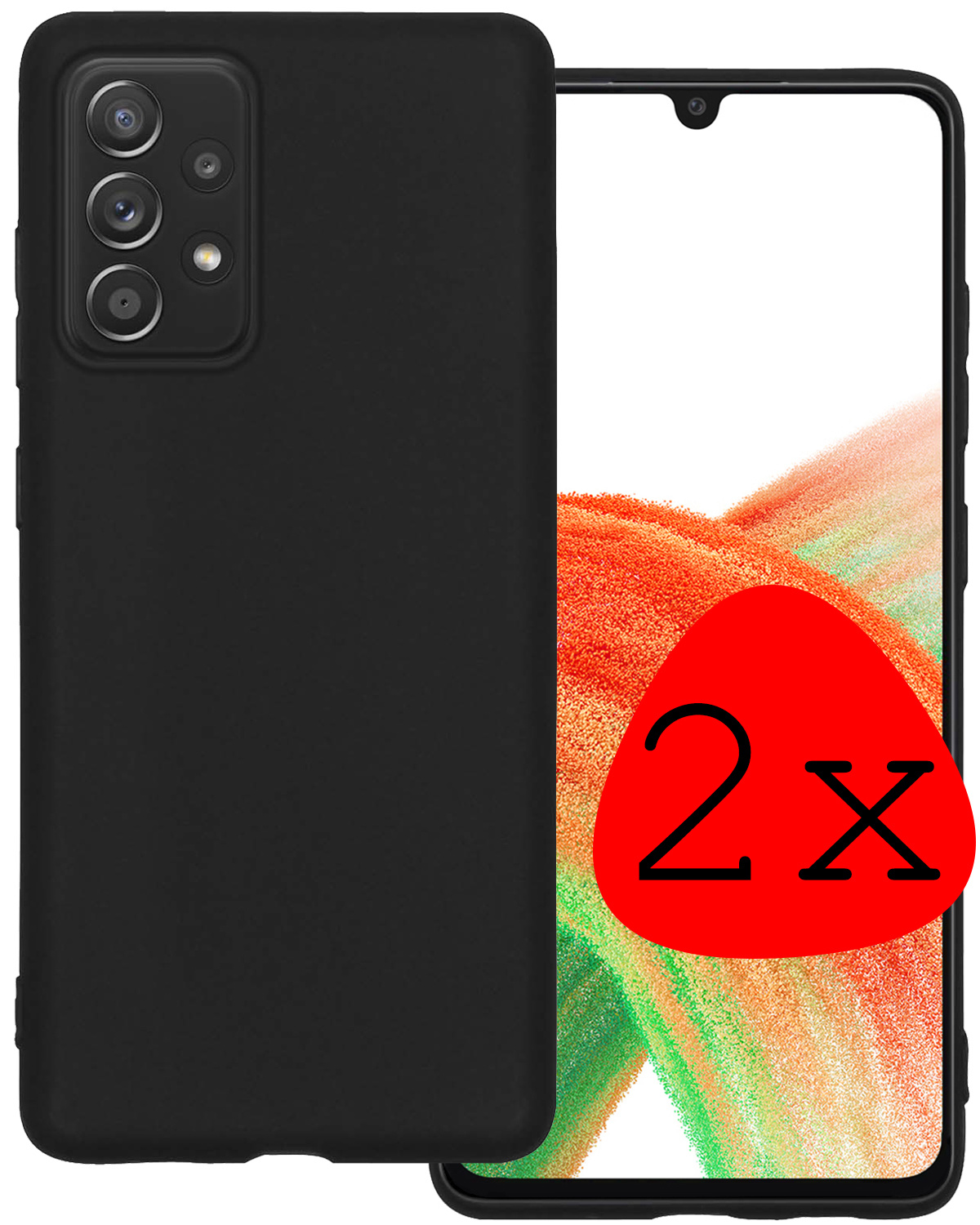 BASEY. Hoes Geschikt voor Samsung A33 Hoesje Siliconen Back Cover Case - Hoesje Geschikt voor Samsung Galaxy A33 Hoes Cover Hoesje - Zwart - 2 Stuks