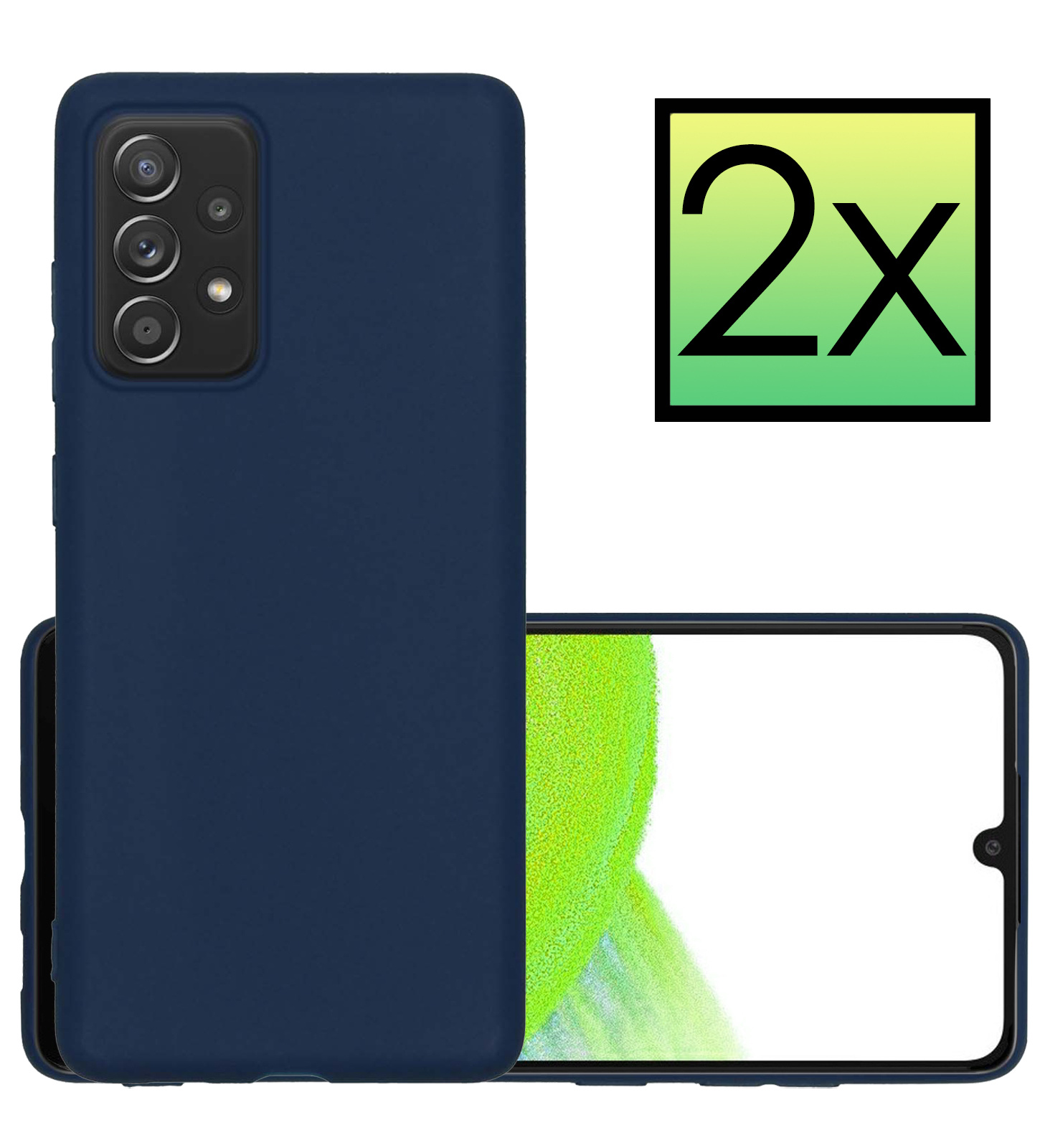 NoXx Hoes Geschikt voor Samsung A33 Hoesje Cover Siliconen Back Case Hoes - Donkerblauw - 2x