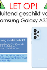 NoXx Hoes Geschikt voor Samsung A33 Hoesje Cover Siliconen Back Case Hoes - Donkerblauw - 2x