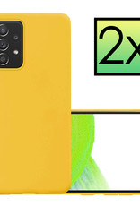 NoXx Hoes Geschikt voor Samsung A33 Hoesje Cover Siliconen Back Case Hoes - Geel - 2x