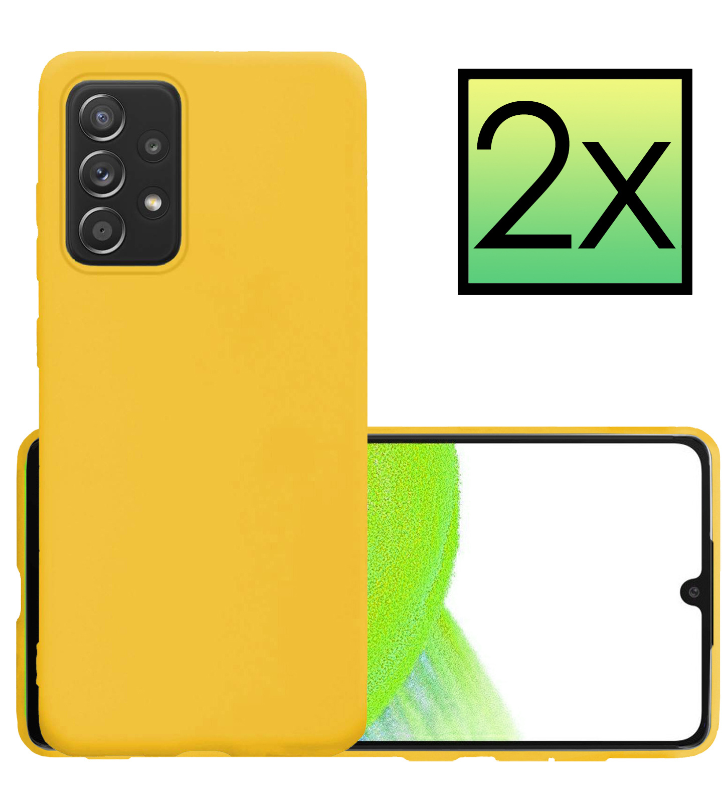 NoXx Hoes Geschikt voor Samsung A33 Hoesje Cover Siliconen Back Case Hoes - Geel - 2x