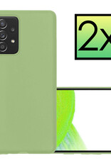 NoXx Hoes Geschikt voor Samsung A33 Hoesje Cover Siliconen Back Case Hoes - Groen - 2x