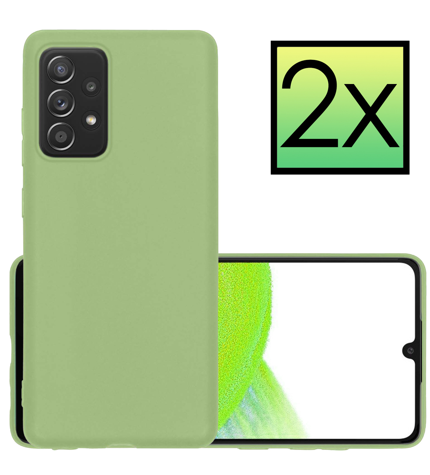 NoXx Hoes Geschikt voor Samsung A33 Hoesje Cover Siliconen Back Case Hoes - Groen - 2x