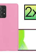 NoXx Hoes Geschikt voor Samsung A33 Hoesje Cover Siliconen Back Case Hoes - Lichtroze - 2x