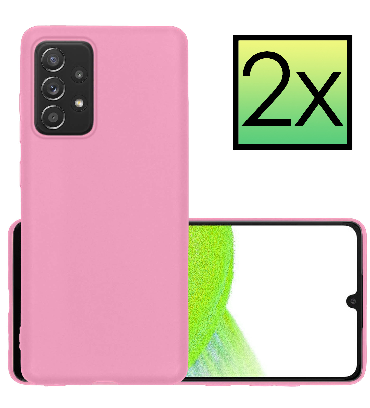 NoXx Hoes Geschikt voor Samsung A33 Hoesje Cover Siliconen Back Case Hoes - Lichtroze - 2x
