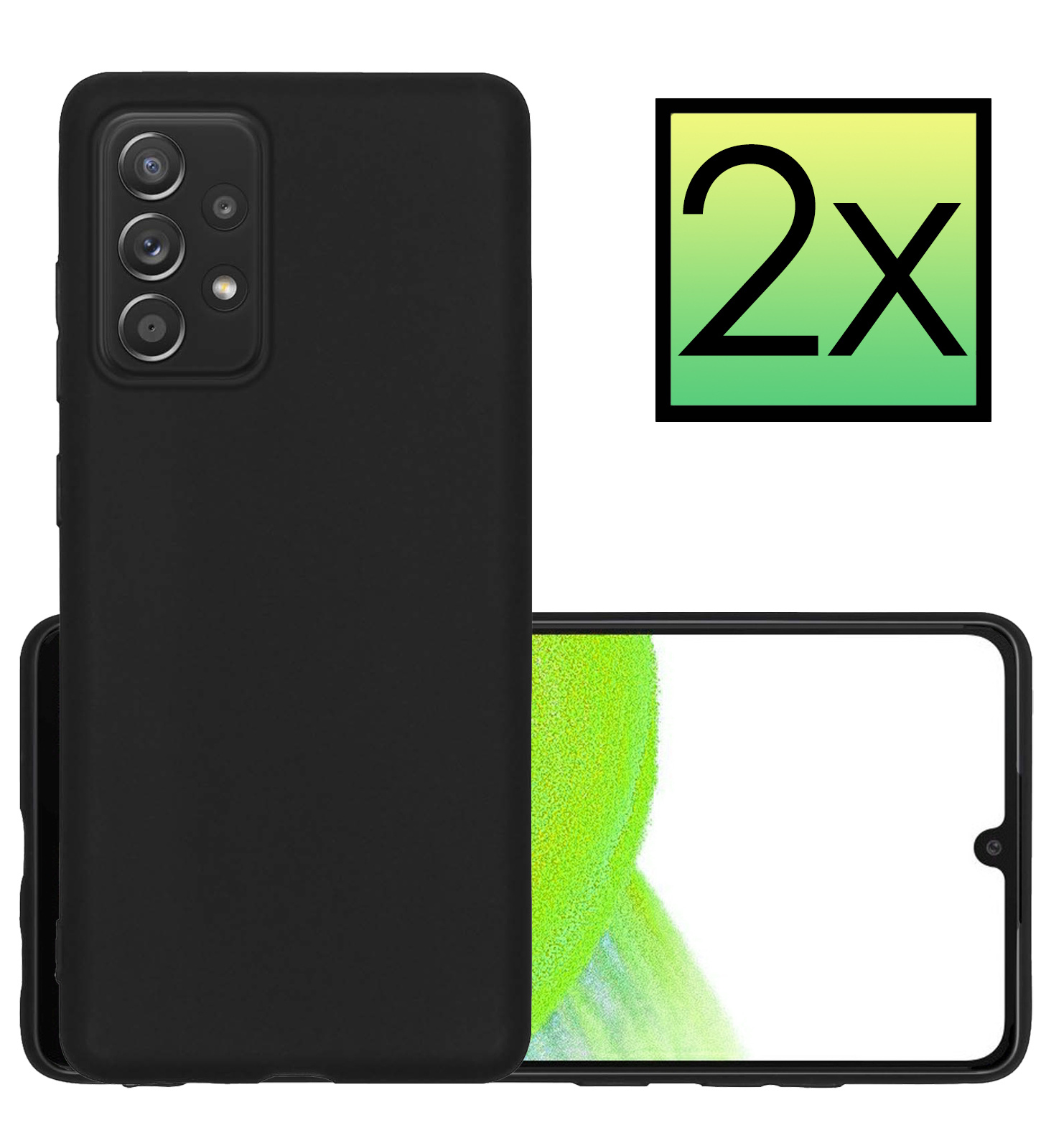 NoXx Hoes Geschikt voor Samsung A33 Hoesje Cover Siliconen Back Case Hoes - Zwart - 2x