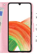 BASEY. Hoes Geschikt voor Samsung A33 Hoesje Bookcase Hoes Flip Case Book Cover - Hoesje Geschikt voor Samsung Galaxy A33 Hoes Book Case Hoesje - Lichtroze