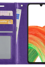 BASEY. Hoes Geschikt voor Samsung A33 Hoesje Bookcase Hoes Flip Case Book Cover - Hoesje Geschikt voor Samsung Galaxy A33 Hoes Book Case Hoesje - Paars