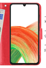 BASEY. Hoes Geschikt voor Samsung A33 Hoesje Bookcase Hoes Flip Case Book Cover - Hoesje Geschikt voor Samsung Galaxy A33 Hoes Book Case Hoesje - Rood
