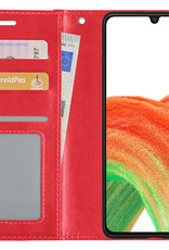 BASEY. Hoes Geschikt voor Samsung A33 Hoesje Bookcase Hoes Flip Case Book Cover - Hoesje Geschikt voor Samsung Galaxy A33 Hoes Book Case Hoesje - Rood