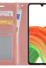 BASEY. Hoes Geschikt voor Samsung A33 Hoesje Bookcase Hoes Flip Case Book Cover - Hoesje Geschikt voor Samsung Galaxy A33 Hoes Book Case Hoesje - Rosé goud