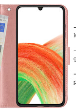 BASEY. Hoes Geschikt voor Samsung A33 Hoesje Bookcase Hoes Flip Case Book Cover - Hoesje Geschikt voor Samsung Galaxy A33 Hoes Book Case Hoesje - Rosé goud