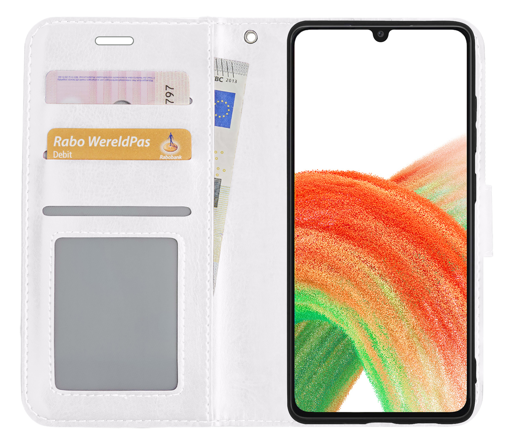 BASEY. Hoes Geschikt voor Samsung A33 Hoesje Bookcase Hoes Flip Case Book Cover - Hoesje Geschikt voor Samsung Galaxy A33 Hoes Book Case Hoesje - Wit