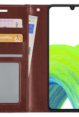 NoXx Hoes Geschikt voor Samsung A33 Hoesje Book Case Hoes Flip Cover Wallet Bookcase - Bruin
