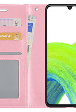 NoXx Hoes Geschikt voor Samsung A33 Hoesje Book Case Hoes Flip Cover Wallet Bookcase - Lichtroze