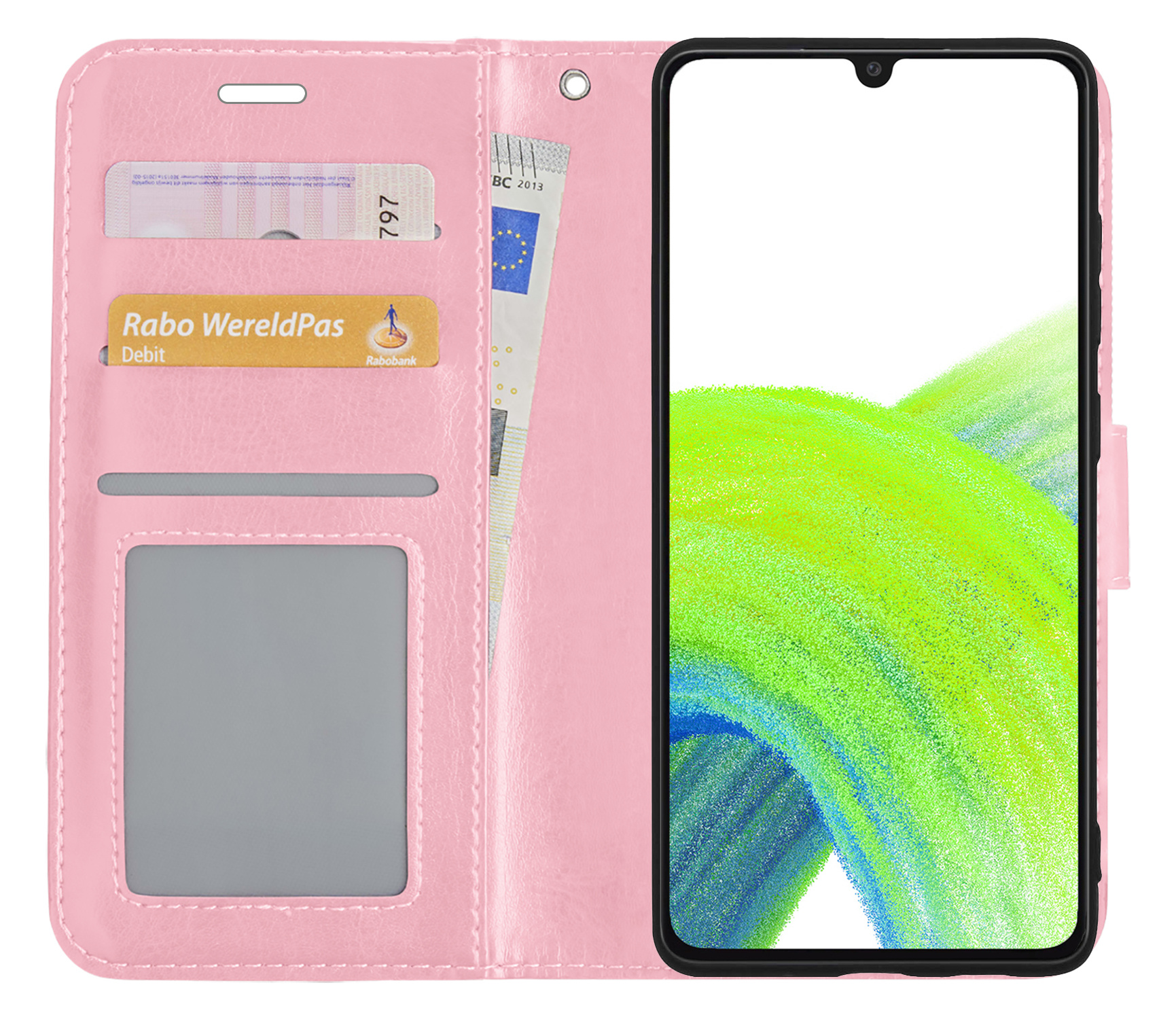 NoXx Hoes Geschikt voor Samsung A33 Hoesje Book Case Hoes Flip Cover Wallet Bookcase - Lichtroze