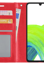 NoXx Hoes Geschikt voor Samsung A33 Hoesje Book Case Hoes Flip Cover Wallet Bookcase - Rood