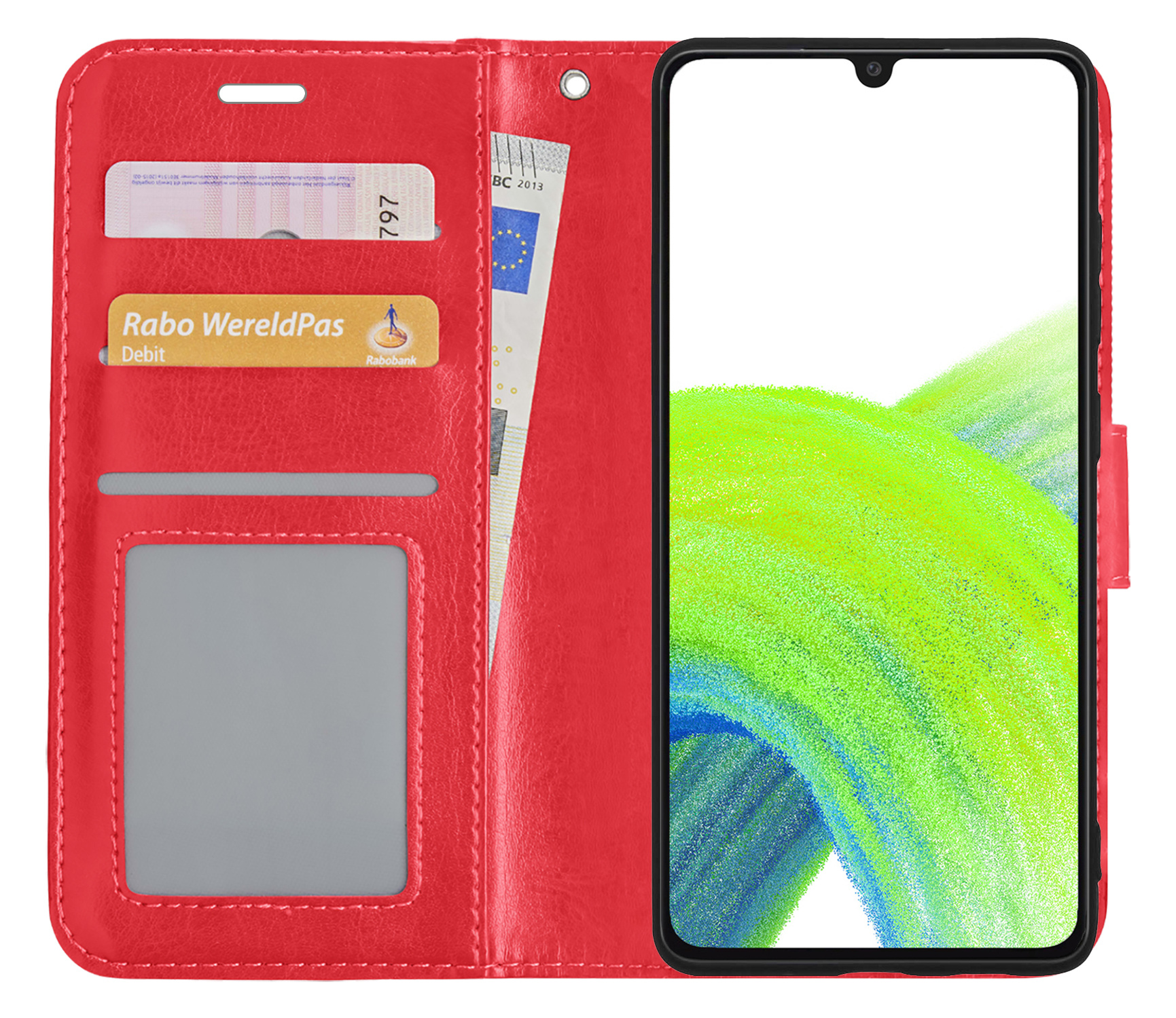 NoXx Hoes Geschikt voor Samsung A33 Hoesje Book Case Hoes Flip Cover Wallet Bookcase - Rood