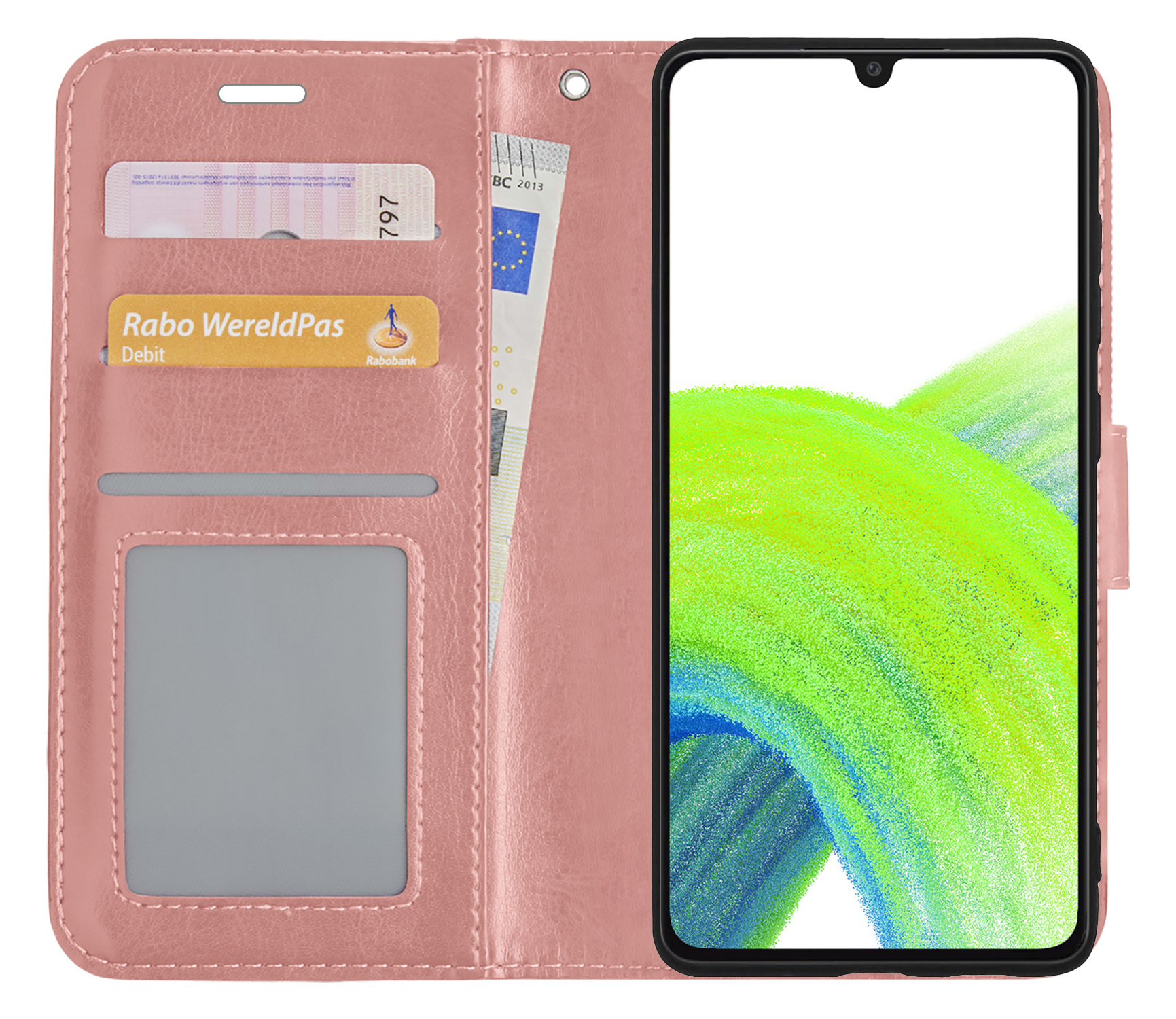 NoXx Hoes Geschikt voor Samsung A33 Hoesje Book Case Hoes Flip Cover Wallet Bookcase - Rosé goud