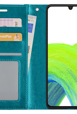 NoXx Hoes Geschikt voor Samsung A33 Hoesje Book Case Hoes Flip Cover Wallet Bookcase - Turquoise