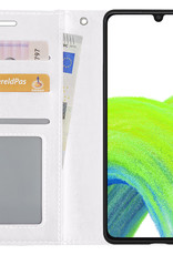 NoXx Hoes Geschikt voor Samsung A33 Hoesje Book Case Hoes Flip Cover Wallet Bookcase - Wit