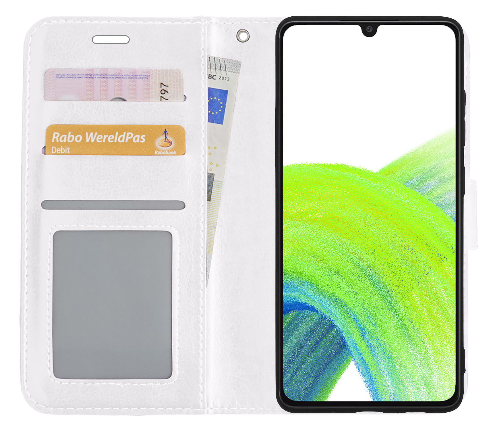 NoXx Hoes Geschikt voor Samsung A33 Hoesje Book Case Hoes Flip Cover Wallet Bookcase - Wit