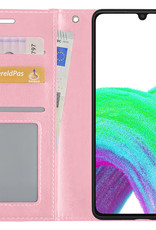 Nomfy Hoesje Geschikt voor Samsung A33 Hoes Bookcase Flipcase Book Cover - Hoes Geschikt voor Samsung Galaxy A33 Hoesje Book Case - Lichtroze
