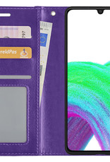 Nomfy Hoesje Geschikt voor Samsung A33 Hoes Bookcase Flipcase Book Cover - Hoes Geschikt voor Samsung Galaxy A33 Hoesje Book Case - Paars