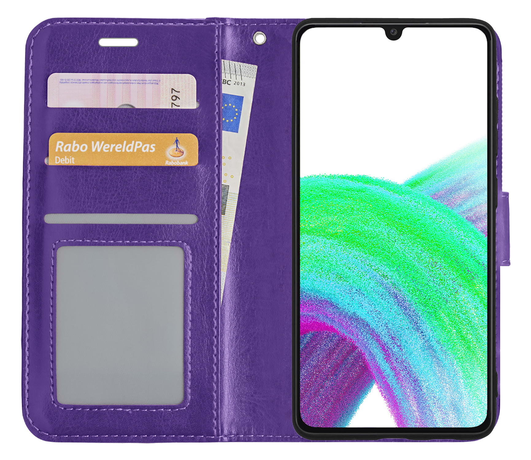 Nomfy Hoesje Geschikt voor Samsung A33 Hoes Bookcase Flipcase Book Cover - Hoes Geschikt voor Samsung Galaxy A33 Hoesje Book Case - Paars