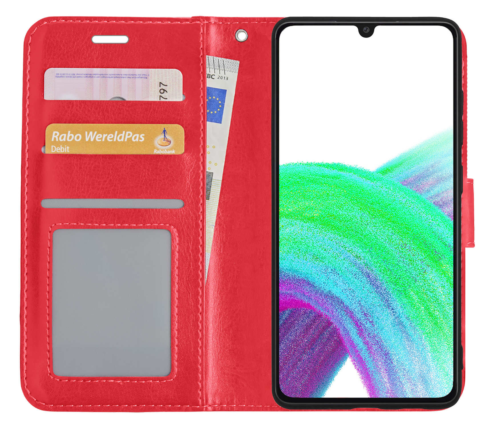 Nomfy Hoesje Geschikt voor Samsung A33 Hoes Bookcase Flipcase Book Cover - Hoes Geschikt voor Samsung Galaxy A33 Hoesje Book Case - Rood