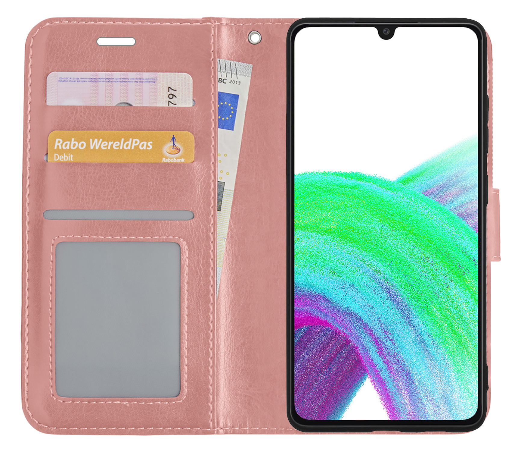 Nomfy Hoesje Geschikt voor Samsung A33 Hoes Bookcase Flipcase Book Cover - Hoes Geschikt voor Samsung Galaxy A33 Hoesje Book Case - Rosé goud