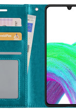 Nomfy Hoesje Geschikt voor Samsung A33 Hoes Bookcase Flipcase Book Cover - Hoes Geschikt voor Samsung Galaxy A33 Hoesje Book Case - Turquoise