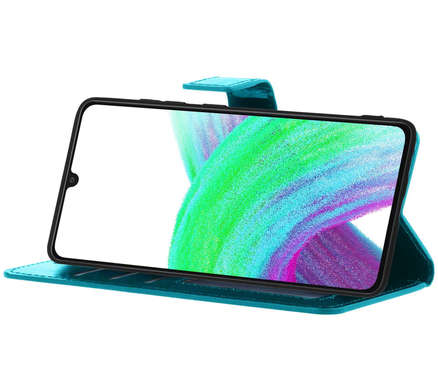 Nomfy Hoesje Geschikt voor Samsung A33 Hoes Bookcase Flipcase Book Cover - Hoes Geschikt voor Samsung Galaxy A33 Hoesje Book Case - Turquoise