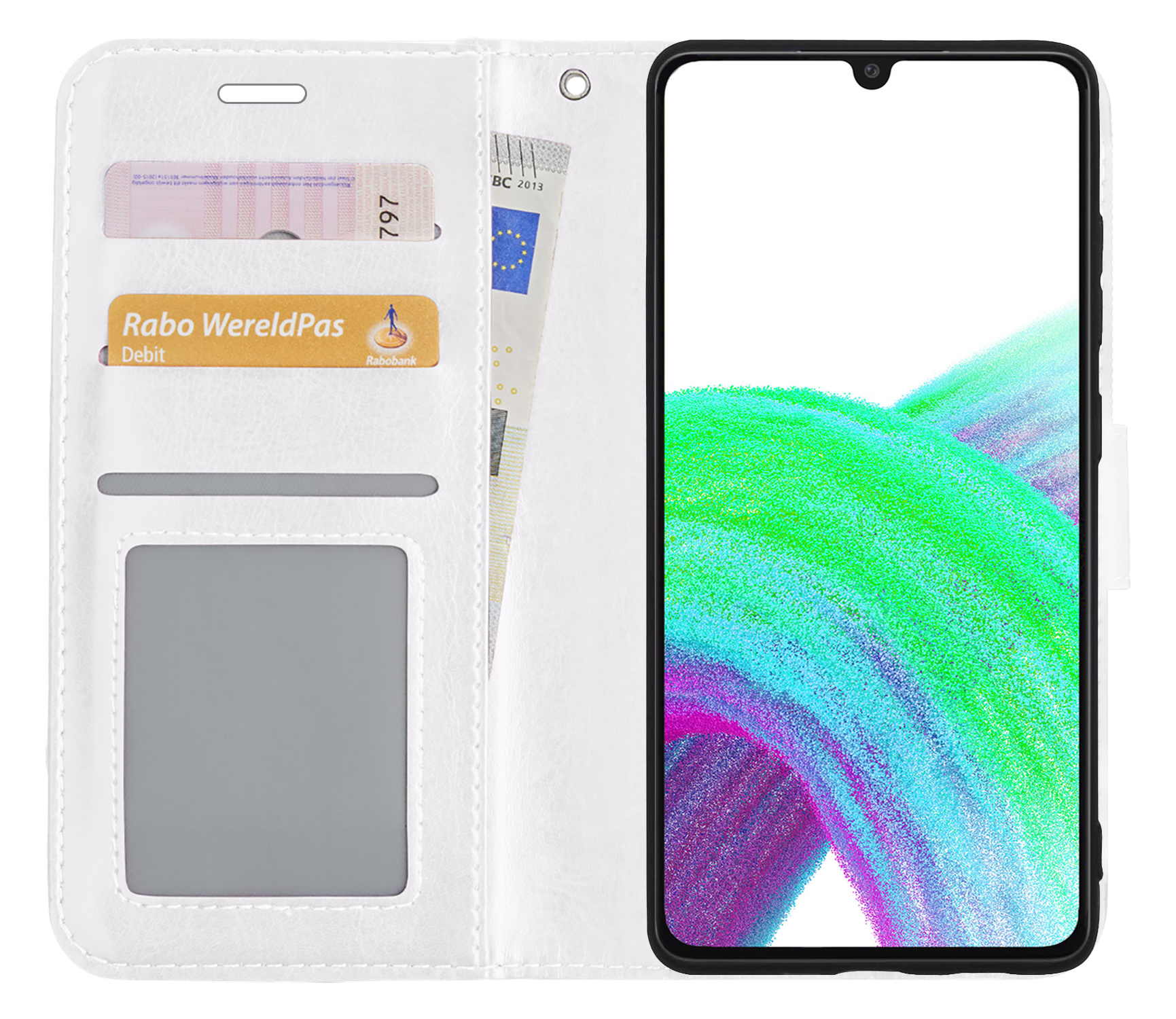 Nomfy Hoesje Geschikt voor Samsung A33 Hoes Bookcase Flipcase Book Cover - Hoes Geschikt voor Samsung Galaxy A33 Hoesje Book Case - Wit