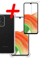 Samsung Galaxy A33 Hoesje Shock Proof Met Screenprotector Tempered Glass - Samsung Galaxy A33 Screen Protector Beschermglas Hoes Shockproof - Transparant