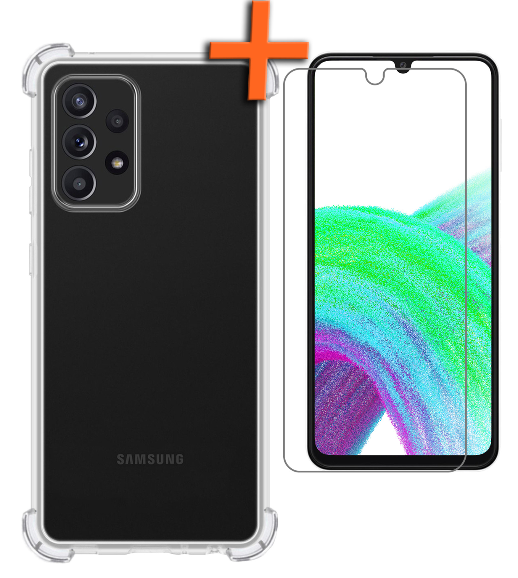 Nomfy Hoesje Geschikt voor Samsung A33 Hoesje Shock Proof Cover Case Shockproof Met Screenprotector - Hoes Geschikt voor Samsung Galaxy A33 Hoes Siliconen Back Case - Transparant