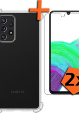 Nomfy Hoesje Geschikt voor Samsung A33 Hoesje Shock Proof Cover Case Shockproof Met 2x Screenprotector - Hoes Geschikt voor Samsung Galaxy A33 Hoes Siliconen Back Case - Transparant