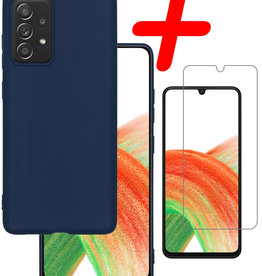 BASEY. BASEY. Samsung Galaxy A33 Hoesje Siliconen Met Screenprotector - Donkerblauw