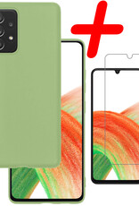 BASEY. Hoes Geschikt voor Samsung A33 Hoesje Siliconen Back Cover Case Met Screenprotector - Hoesje Geschikt voor Samsung Galaxy A33 Hoes Cover Hoesje - Groen