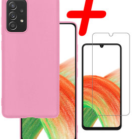 BASEY. BASEY. Samsung Galaxy A33 Hoesje Siliconen Met Screenprotector - Lichtroze