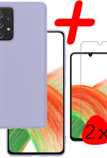 BASEY. Hoes Geschikt voor Samsung A33 Hoesje Siliconen Back Cover Case Met 2x Screenprotector - Hoesje Geschikt voor Samsung Galaxy A33 Hoes Cover Hoesje - Lila