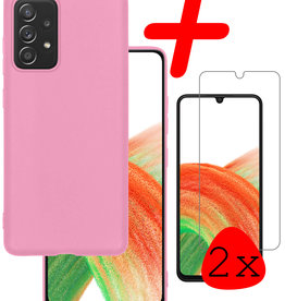 BASEY. BASEY. Samsung Galaxy A33 Hoesje Siliconen Met 2x Screenprotector - Lichtroze