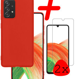 BASEY. Samsung Galaxy A33 Hoesje Siliconen Met 2x Screenprotector - Rood