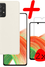 BASEY. Hoes Geschikt voor Samsung A33 Hoesje Siliconen Back Cover Case Met 2x Screenprotector - Hoesje Geschikt voor Samsung Galaxy A33 Hoes Cover Hoesje - Wit