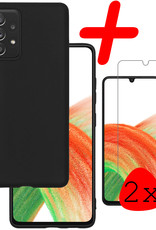 BASEY. Hoes Geschikt voor Samsung A33 Hoesje Siliconen Back Cover Case Met 2x Screenprotector - Hoesje Geschikt voor Samsung Galaxy A33 Hoes Cover Hoesje - Zwart
