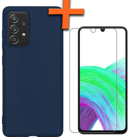 Nomfy Nomfy Samsung Galaxy A33 Hoesje Siliconen Met Screenprotector - Donkerblauw
