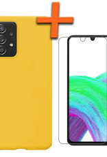 Nomfy Hoesje Geschikt voor Samsung A33 Hoesje Siliconen Cover Case Met Screenprotector - Hoes Geschikt voor Samsung Galaxy A33 Hoes Back Case - Geel
